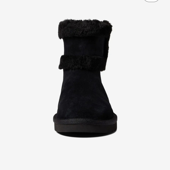 UGG Koolaburra Black‎ Leather Sheepskin Lining Mid Calf Boots Size 7 - Picture 4 of 11